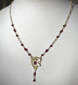COLLAR DECLARACIÓN FLORES GRANATE PÚRPURA DE COLECCIÓN 925 Plata de Ley Italia ~ Firmado - Imagen 1 de 4