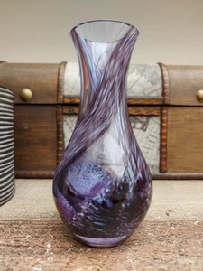 Vintage Caithness Purple Lilac/White Swirl Glass Bud Vase 5" - Picture 1 of 13