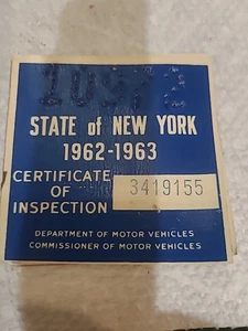 Vintage Original 1962-1963 NY New York Inspection Sticker Old Antique Car - Picture 1 of 3