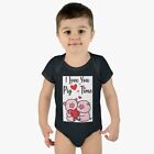 Infant Baby Rib Bodysuit with I love you pig time pig draw 