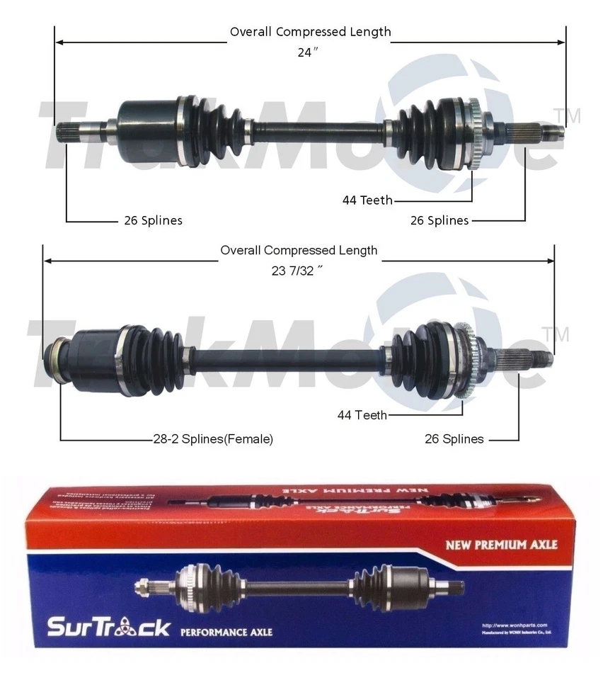 SurTrack Pair Set of 2 Front CV Axle Shafts For Mazda Protege5 Std Asp FWD DOHC - Imagem 1 de 1