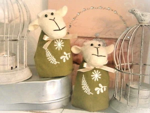 🌸 2er SET EIERWÄRMER SCHAF OSTERDEKO BW/LEINEN GRÜN BESTICKT H: ca. 10 cm 🌸 - Bild 1 von 1