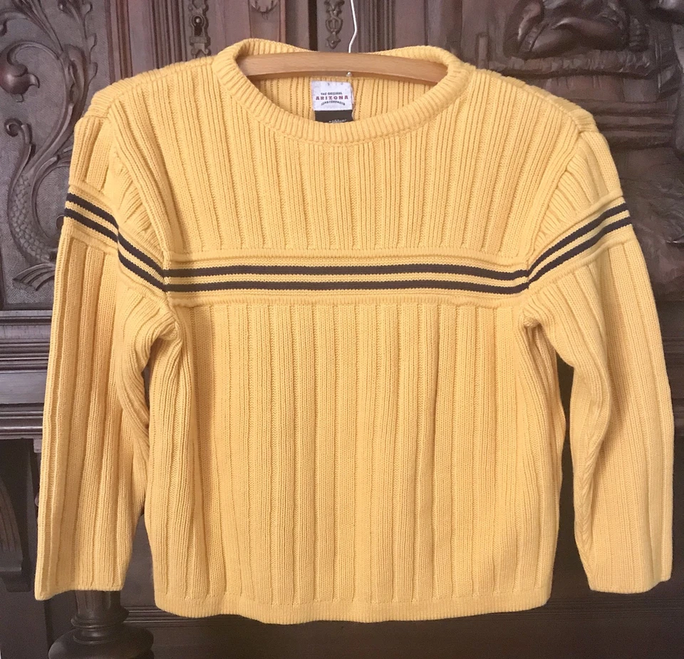 Arizona Jean Company Boys Pullover Stripe Navy Orange Sweater Crew Neck Size 7 M - Image 1 of 4