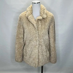 Abercrombie Kids Tan Brown Sherpa Teddy Coat - Size 15/16 - Picture 1 of 11