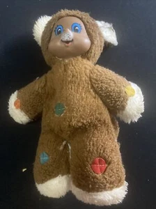Oso de peluche vintage Mattel 1978 cara de goma notas de amor felpa piel marrón - Imagen 1 de 2