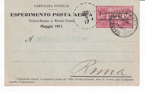 Regno 1917 Volo postale Torino-Roma: cartolina speciale della Pomelio N5373 - Picture 1 of 1