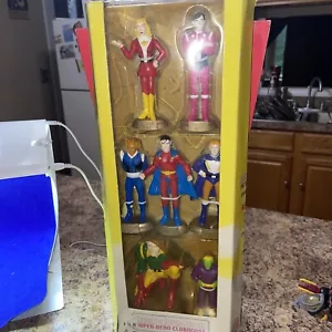 LEGION OF SUPER HEROES SUPER HERO CLUBHOUSE SET 7 PVC FIGURES NRFB VHTF - Picture 1 of 12