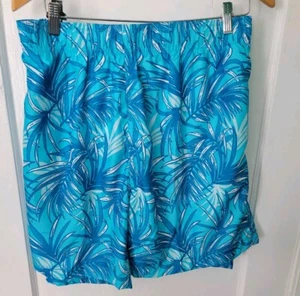 Men's Swim Short Quick Dry UPF 50 Sun Protection Blue Tropical Sport 2XL Trunk - Picture 1 of 8