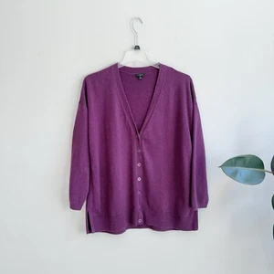 Cárdigan suéter para mujer Talbots mezcla de algodón púrpura con botones cuello en V 1X - Imagen 1 de 6