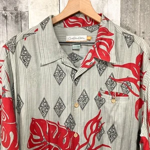 Quiksilver Edition Men’s XL Comfort Fit Grey/Red Camp Button Shirt - Picture 1 of 7