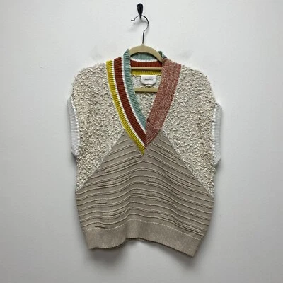 Sita Murt Anthropologie Women Beige Zulema V-Neck Cozy Sleeveless Sweater 40 M - Image 1 of 4