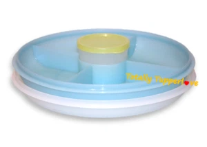 Centro de servicio Tupperware con 4 oz. Snack Cup 10,5" azul y amarillo Usada en excelente condición - Imagen 1 de 3