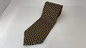 GUCCOI Men's Necktie Orange Color Geometric Pattern with Logo Made in Italy - Picture 1 of 10
