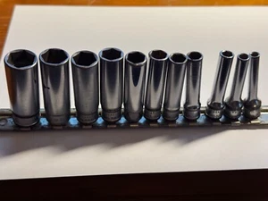 Snap-On Tools USA 11pc 1/4” Drive 6 Point Metric Deep Socket Set Sizes 4-14mm - Picture 1 of 4