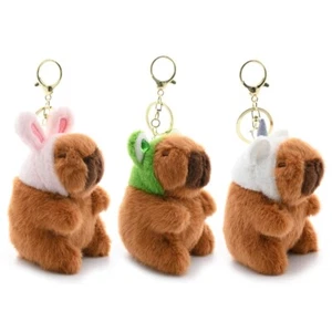 Plush Pendant Capybara Key chain Plush Animal School Bag Decors - Picture 1 of 11