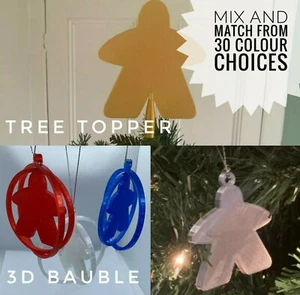 3D Printed Meeple Bauble - Meeple Tree Topper - 30 Colours Available - Picture 1 of 37