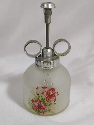 De Colección Atomizador Spray Planta Niebla Agua Lata Pintada Diseño Floral Vidrio Esmerilado  Foto 1 de 4