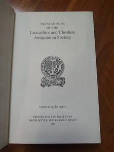 Transactions Of The Lancashire And Cheshire Antiquarian Society Volumes 92-93... - Imagen 1 de 3