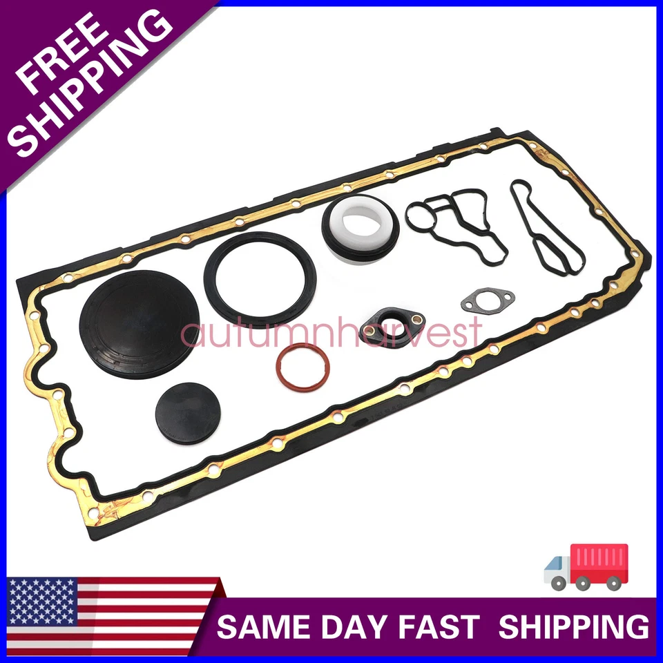 For BMW M135i 335i 435i 535i X5 X6 N55 N54 Oil Pan Gasket Set w/Oil Cooler Seal - Image 1 of 4