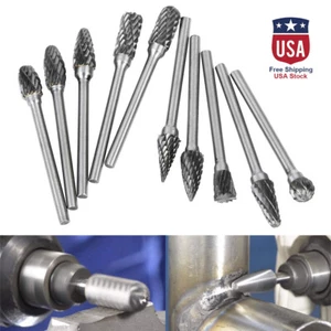 1/8'' Double Cut Tungsten Steel Carbide Rotary Burr Die Grinder Shank Bit Set A+ - Picture 1 of 14