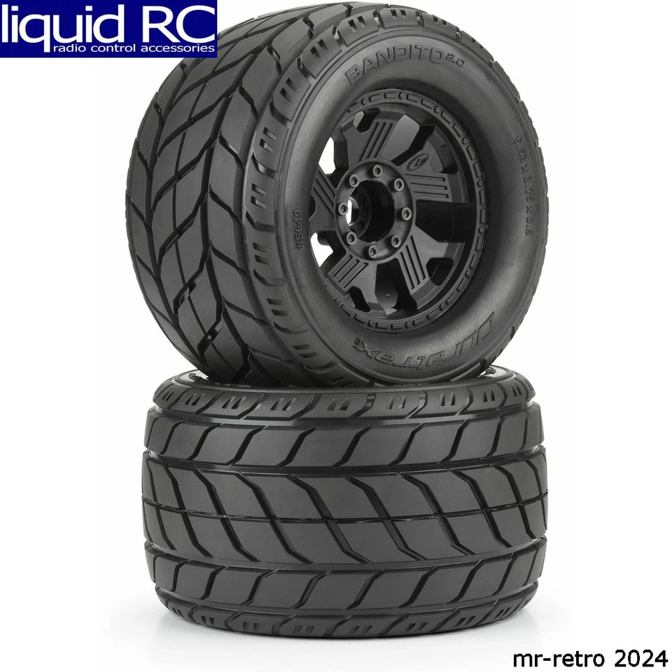 Duratrax DTX564910 1/8 Bandito 2.0 F/R Tires Mounted w/ 3.8" Black Wheels (2)