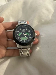 Mabz London Analog Digital Silber Armband Schwarzes Zifferblatt Herrenuhr | Günstige Uhr - Bild 1 von 11