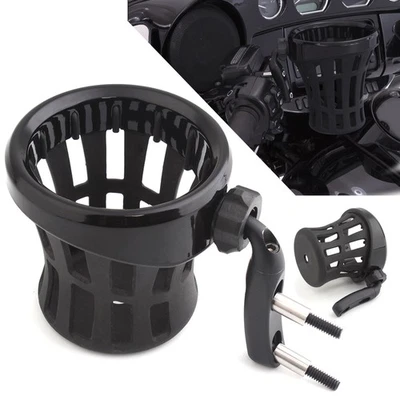 Portavasos para manillar de motocicleta con soporte de montaje de cesta de malla para Harley 96+ Foto 1 de 4