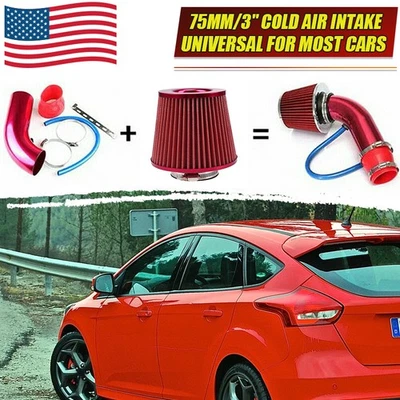 Cold Air Intake Filter Induction Kit Pipe Power Flow Hose System Accessories New - Image 1 of 4