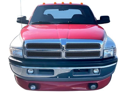Se adapta a Dodge Ram 1994-2001 superior acero inoxidable malla negra parrilla inserto Foto 1 de 3