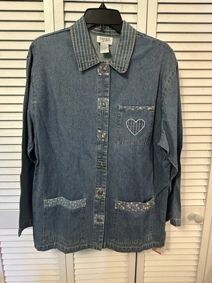 Teddi  NWT Vintage ‘Hearts Desire’ Denim Long Sleeved Button Up Shirt/Jacket S - Image 1 of 4