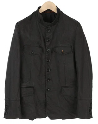 NUDIE JEANS Men Jacket ~M Black Button-Up High Neck Unlined Denim Look Dark * - image 1 of 4
