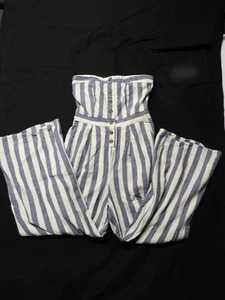 American Eagle Damen lässiger Overall weites Bein - weiß & blau grau - XS - EUC - Bild 1 von 5