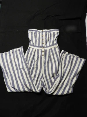 Mono informal de pierna ancha para mujer American Eagle - blanco y azul gris - XS - USADO EN EXCELENTE ESTADO Foto 1 de 4