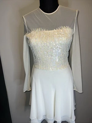 Kay Unger вечернее платье слоновой кости блестки, чистый слоев размер 8 - Изображение 1 из 4