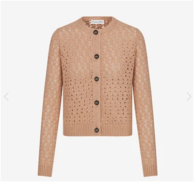 Cardigã suéter Christian Dior bege malha aberta mistura alpaca F 34/EUA 2 - Imagem 1 de 4