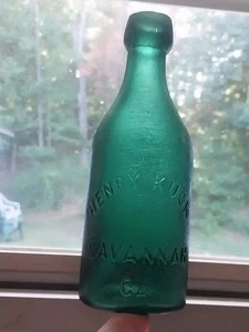 Henry Kuck Savannah GA Blob Top bottiglia di soda precoce verde acqua - Foto 1 di 11