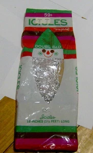 Vintage 60er Jahre UNGEÖFFNET Neu DOPPEL GLO EISZAPFEN Weihnachtsbaum Lametta Weihnachtsmann Grafik - Bild 1 von 2