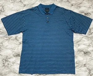 Bolle Golf Polo Men's Shirt Size L Green White Striped Short Sleeve 60s Two Ply - Picture 1 of 9