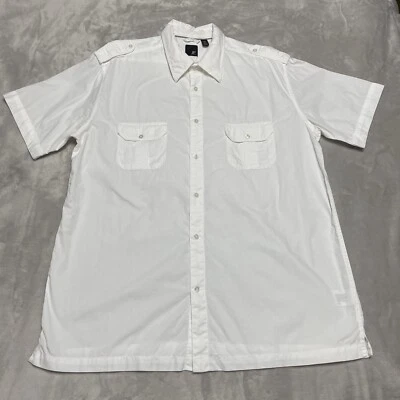 J. Ferrar Shirt Mens Extra Large Tall White Straight Untuck Style Hem Epaulettes - Image 1 of 4