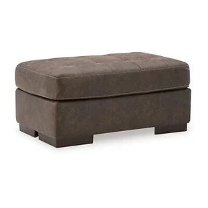Signature Design by Ashley Maderla Faux Leather Tufted Ottoman, Walnut Brown - Picture 1 of 4