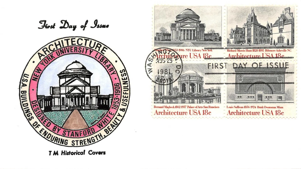 1928-31 18c American Architecture TM Historical hand painted cachet [3710] - Image 1 of 1