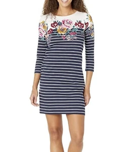 Joules Women Riviera 3/4 Sleeve Jersey Dress - Navy Floral -size 18 - Picture 1 of 8