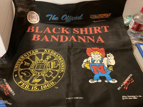 Vintage 1991 Nebraska Cornhuskers Blackshirts Promo 21” X 21” Bandana Cover