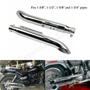 Chrome Steel Exhaust Muffler Pipe For Suzuki VL 800 1500 Honda Cafe Racer Bobber - Picture 1 of 10