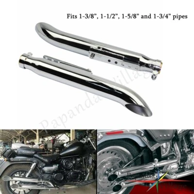 Chrome Steel Exhaust Muffler Pipe For Suzuki VL 800 1500 Honda Cafe Racer Bobber - Image 1 of 4