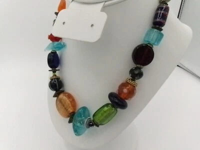 Collar Gargantilla Treska Firmado Declaración Vidrio y Acrílico Tono Joya Cuentas Boho Foto 1 de 4