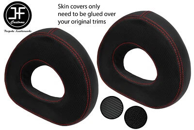 RED STITCH 2X HEADREST LEATHER AND CARBON COVERS FOR SMART ROADSTER 452 03-05 - Image 1 of 2