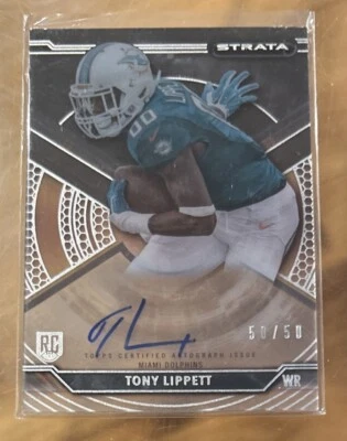 2015 Topps Strata Tony Lippett Rookie Silver Auto #50/50 Dolphins RC SP - Image 1 of 2