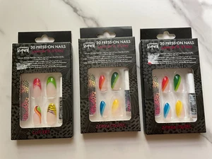 3 Confezioni Assortite Unghie Press-On Fragola Leopardo Nuove - Spedizione Gratuita - Foto 1 di 2