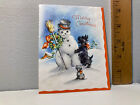 Carte de Noël vintage bonhomme de neige noir Scottie Dog couronne de houx smn2
